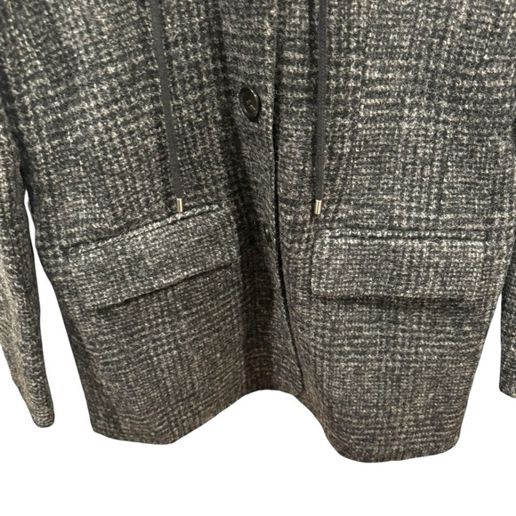 THAKOON Women's Charcoal Wool‎ Blend Hooded Plaid Pattern Coat Size S - Picture 5 of 13